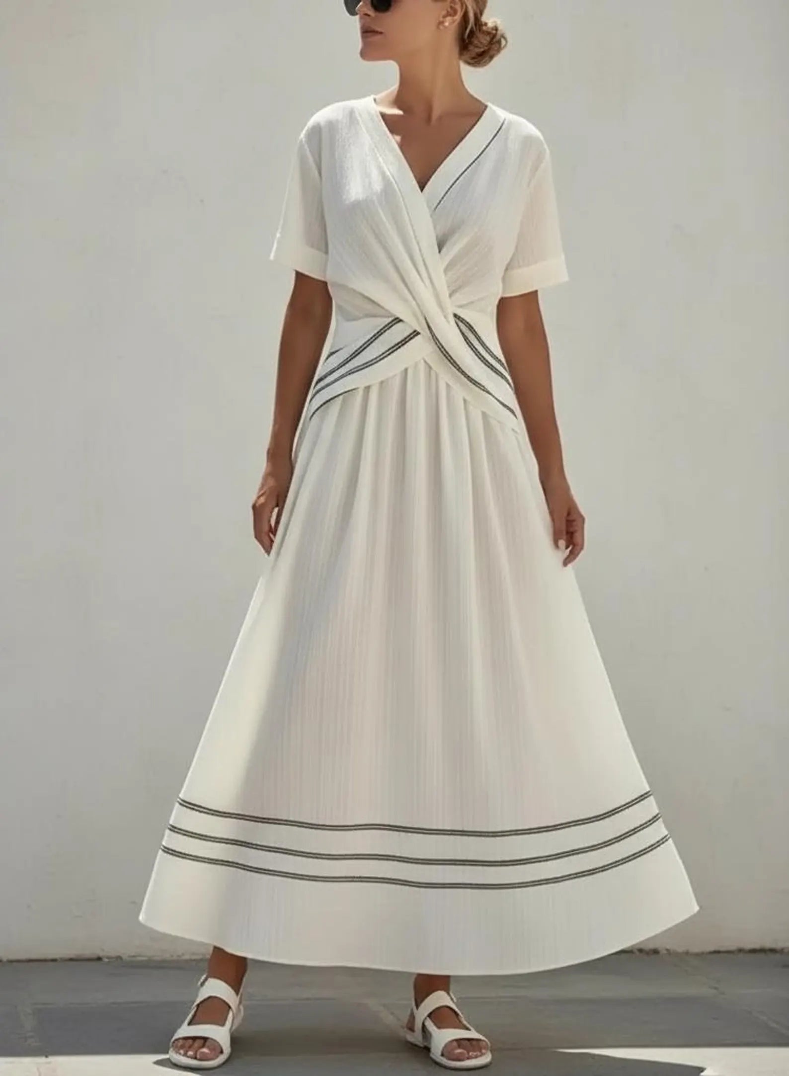 Striped A-Line Midi Dress • Flowy Resort Wear Vacation Outfit