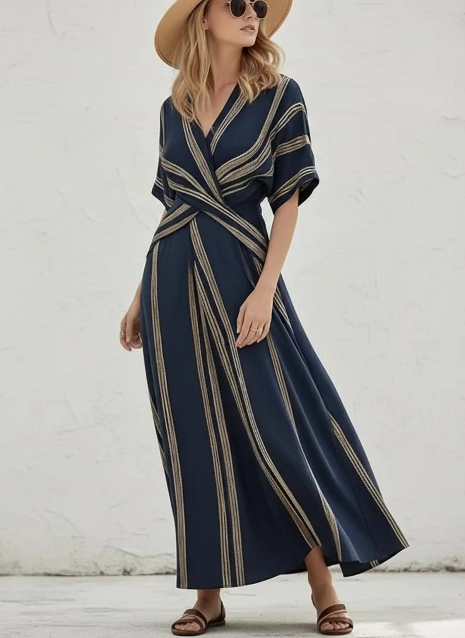 Striped A-Line Midi Dress • Flowy Resort Wear Vacation Outfit